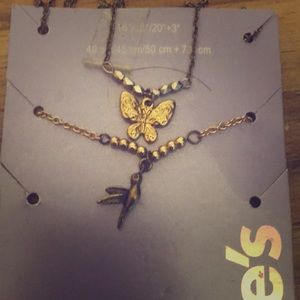 Butterfly necklace & bird necklace
